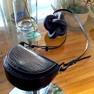 MNG faux croc crossbody